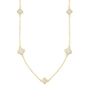 Adornia Gold Plated 36" Mother of Pearl Flower Station Necklace - 1 of 4