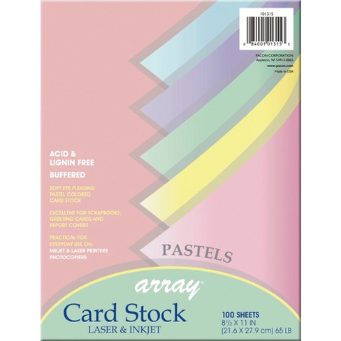 Array Card Stock Paper, 8-1/2 X 11 Inches, Assorted Pastel Colors, Pack Of  100 : Target