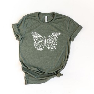 Simply Sage Market Women's Butterfly and Flowers Short Sleeve Graphic Tee - 1 of 4