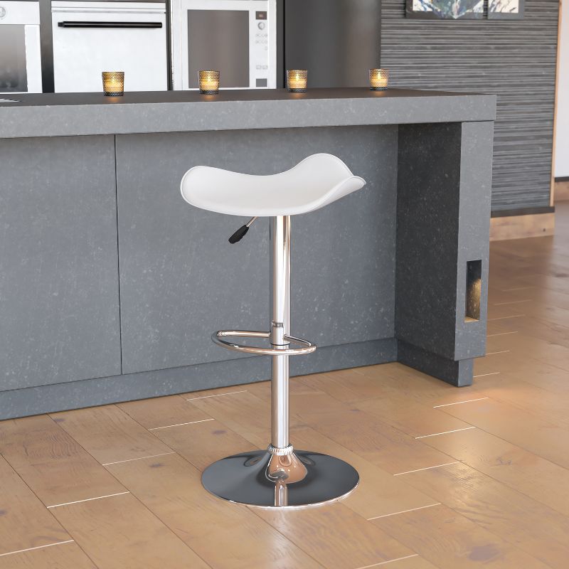 Emma and Oliver Swivel Wavy Seat Adjustable Height Barstool with Chrome Base, 2 of 11