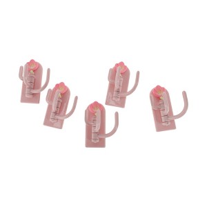 Unique Bargains Utility 3-Hook Adhesive Flower Light Pink 5Pcs - 1 of 4
