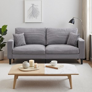 74" Upholstered Wooden Frame 3-Seater Sofa with High-Resilience Cushions - 1 of 4