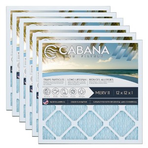 Cabana Air Filters 6 Pack Home HVAC Furnace Air Filters, Capture Unwanted Particles with Pleated Design, MERV 11, 12 x 12 x 1, White - 1 of 4