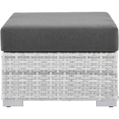 Convene Light Gray Charcoal Square Outdoor Patio Ottoman