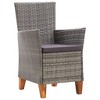 vidaXL Patio Chairs 2 pcs with Cushions Poly Rattan Gray - 2 of 4