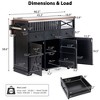 LOVSON 46.5'' Farmhouse Kitchen Island with Drape of Beads,Power Outlet,Rolling Kitchen Cart on Wheels with Drop Leaf, for Kitchen, Dining Room, Black - 3 of 4