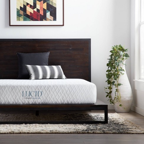 LUCID Comfort Collection SureCool 10-in Firm Queen Memory Foam Mattress in  a Box in the Mattresses department at