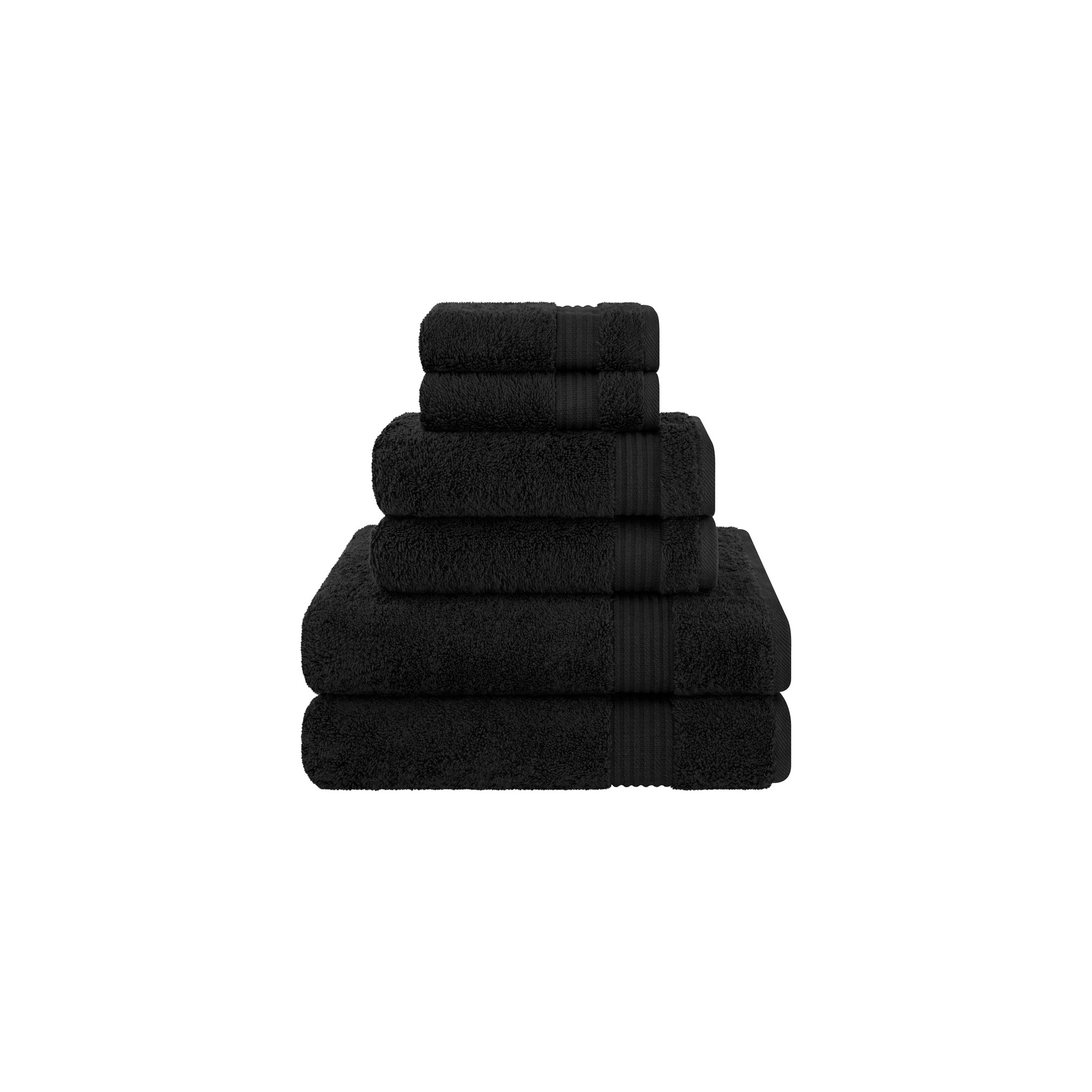 American Soft Linen Bekos 6 Piece Towel Set, 100% Cotton Bath Towel Set for Bathroom, Black