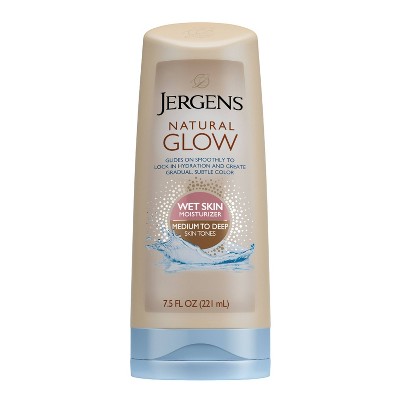 Jergens Natural Glow Wet Skin Moisturizer, In-Shower Self Tanner Body Lotion, Medium To Tan Tone - 7.5 fl oz