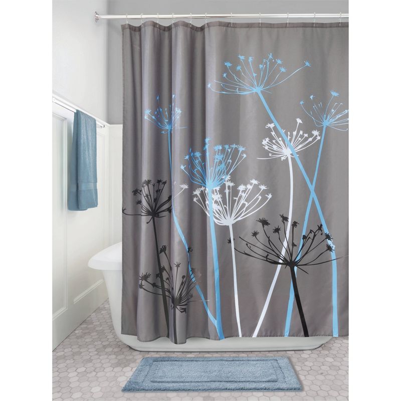 iDESIGN 72&#34;x72&#34; Thistle Floral Fabric Bathroom Shower Curtain Gray/Blue, 5 of 6