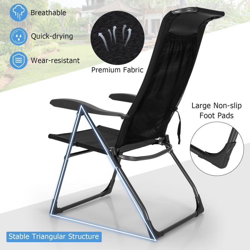 Tangkula 4 PCS Outdoor Wicker Chaise Lounge Patio Lounge Chair Ottoman Set Camp Chairs w/7-Gear Adjustable Backrest, 4 of 8