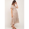 PinkBlush Taupe Floral Smocked Puff Sleeve Maternity Midi Dress - 2 of 4