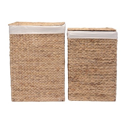 Sustainable Handwoven Lidded Laundry Hamper, Natural Water Hyacinth –  Seville Classics