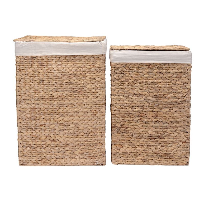Hastings Home Portable Handmade Wicker Laundry Hampers With Lid - Natural, Set of 2, 1 of 9