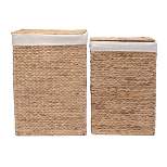 Hastings Home Portable Handmade Wicker Laundry Hampers With Lid - Natural, Set of 2