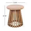 Kumasinova 17.75" Rustic Outdoor Patio Side Table,Round Coffee Table for Backyard,Lawn&Poolside,Sofa Side Table with Slatted Frane,81.12lbs Max,Teak - 2 of 4