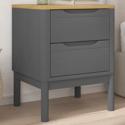 vidaXL FLORO Bedside Cabinet Gray 17.7"x15.4"x22.4" Solid Wood Pine