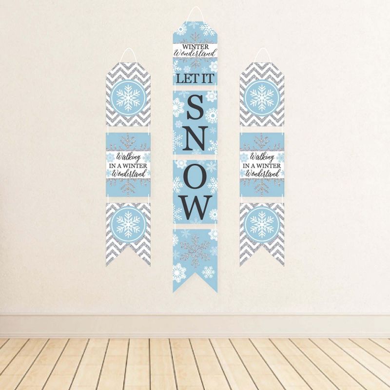Big Dot of Happiness Winter Wonderland - Hanging Vertical Paper Door Banners - Snowflake Holiday Party & Winter Wedding Wall Kit - Indoor Door Decor, 3 of 8