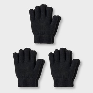 Toddler 3pk Glove Set - Cat & Jack™ Black 2T-5T - 1 of 3