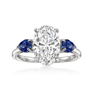Ross-Simons 3.00 Carat Lab-Grown Diamond Ring With 1.00 ct. t.w. Sapphires in 14kt White Gold - 1 of 4