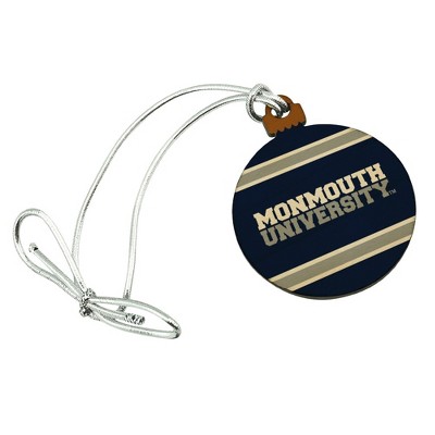 Monmouth University Official Stripes Mini Small Tiny Wood Christmas Tree Holiday Ornament