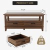 Rustic Coffee Table with Drawers, Rectangular Center Table for Living Room, Open Shelf Storage, 6 Support Legs - 2 of 4