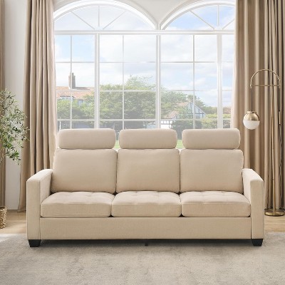 GustoWave 89" 3-Seat Sofa for Living Room, Modern Comfy Sofa with Removable Cover, Wide Armrest, Chenille Fabric Couches