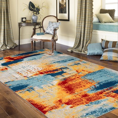 Bohemian Abstract Multi-Color 5' x 7' Washable Area Rug