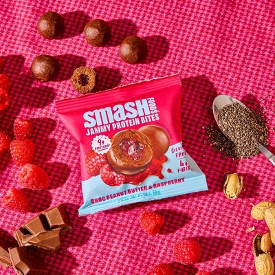 Smash Foods Gluten Free Choc Peanut Butter & Raspberry Jam Protein Bites - 9g Protein - 7.1oz/4pk