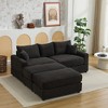 Oversize 82" Corduroy Upholstery Sectional Sofa Bed with 2 Pillows and 2 Movable Ottoman - 2 of 4