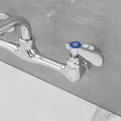 Polished Chrome 18" Wall-Mount Commercial Kitchen Faucet