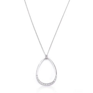 ShineHigh Rhodium Plated Teardrop Pendant Necklace with Mini Crystal Accents – Elegant Minimalist Jewelry for Women - 1 of 1