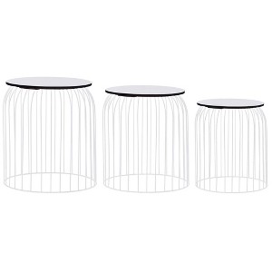 vidaXL Coffee Table Set of 3 White Metal Small, Medium, Large - 1 of 4