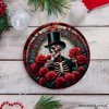 Elegant Bones Top-Hat Skeleton with Roses Stained Glass Style Ceramic Ornament, Halloween Themed Christmas Gift and Decor| OrnamentallyYou - 4 of 4