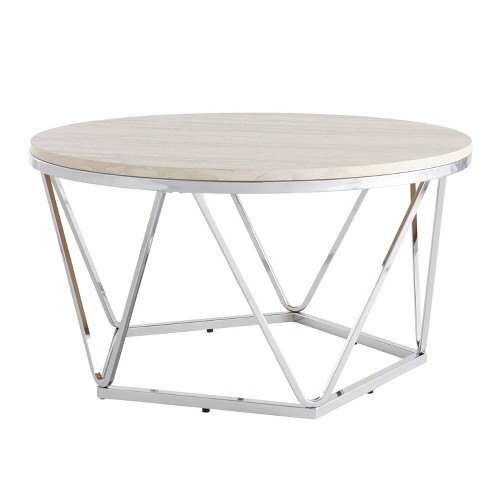 Laconia Faux Stone Round Coffee Table, White Stone Circle Coffee Table