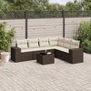 vidaXL 7 Piece Patio Sofa Set with Cushions - Brown and Cream With Table - 2 of 4