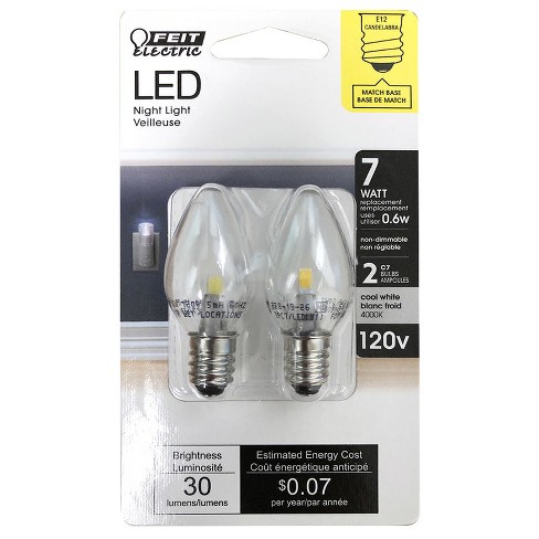 Feit Electric C7 E12 candelabra Led Bulb White 7 Watt