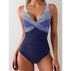 Eomenie Women's One Piece Swimsuits Tummy Control Ruched Push Up Bathing Suit Tie Back Slimming Swimwear - 3 of 3
