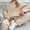 Mocamel Women's Solid Color Simple Tracksuit， Loose Fit Long Sleeve Top and Pants Set - 4 of 4