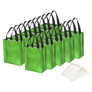 Unique Bargains Reusable Non-Woven Metallic Shiny Finish Gift Goodie Bags 12 Pcs - 1 of 4