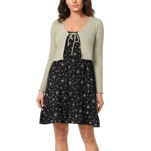 WallFlower Women's Leona Strappy Midi Tiered Rayon Challis Dress With Long Sleeve Cardigan - 1 of 3