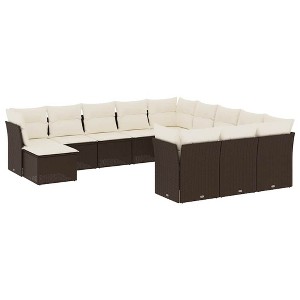vidaXL Garden Sofa Set Brown (sofa), Cream white (cushions) - 1 of 4