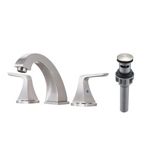 ChicFurnit Bathroom Sink Faucet Widespread Two Handles with Pop Up Drain for Modern Bathrooms, Silver, 17"*11"*3" - 1 of 4