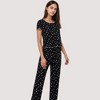 Anna-Kaci Lounge Women's Heart Print Pajama Set with Short Sleeve Lettuce Trim Top and Full-Length Pants - 3 of 4