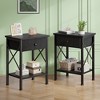 VECELO Modern X-Design Nightstand, End/Side Table with Fabric Drawer & Open Storage Shelves for Bedroom or Living Room - 3 of 4