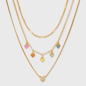 Girls' Multi Hearts Initial Necklace Set - art class™ - 1 of 3