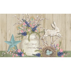Briarwood Lane Gifts of Spring Primitive Doormat Floral Mason Jar Indoor Outdoor 30" x 18" - 1 of 4