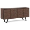 Mitchell Large 4 Door Sideboard Buffet Distressed Charcoal Brown - WyndenHall: Solid Acacia Wood, Metal Legs, Adjustable Shelves - image 2 of 4