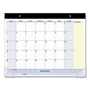 QuickNotes Desk Pad, 22 x 17, White/Blue/Yellow Sheets, Black Binding, Clear Corners, 13-Month: Jan 2026 to Jan 2027 - 1 of 4