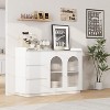 48" Modern Buffet Cabinet | 3-Drawer Storage with Illuminated Glass Doors, Coffee Bar Sideboard for Kitchen & Dining - 4 of 4